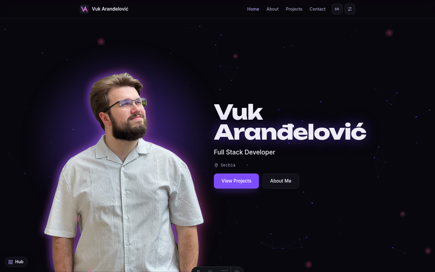 The home page of the portfolio at portfolio.vukarandjelovic.com